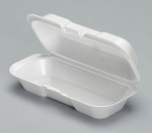 72HT1 White Hot Dog Foam Hinged Containe (7.38 x 3.56 x 