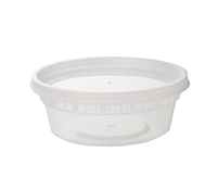DC8240C 8oz. Heavy Duty Clear  Round Deli Containers w/ Lids 