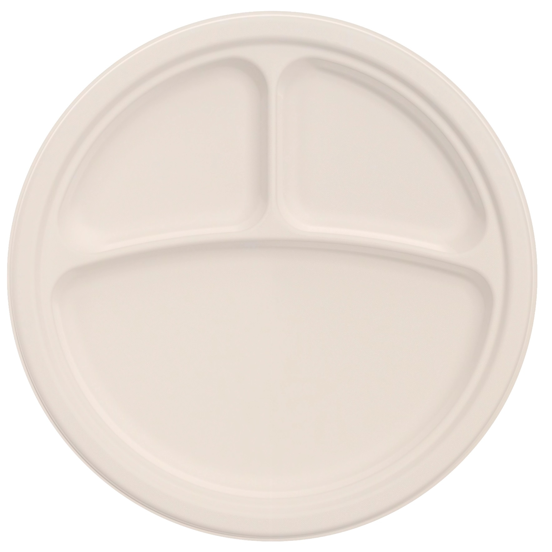10FBRP3 Natural 10&quot; 3-Comp  Round Fiber Plate - 500 