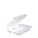 80HT3R Small White 3 Comp. Foam Hinged Containers -