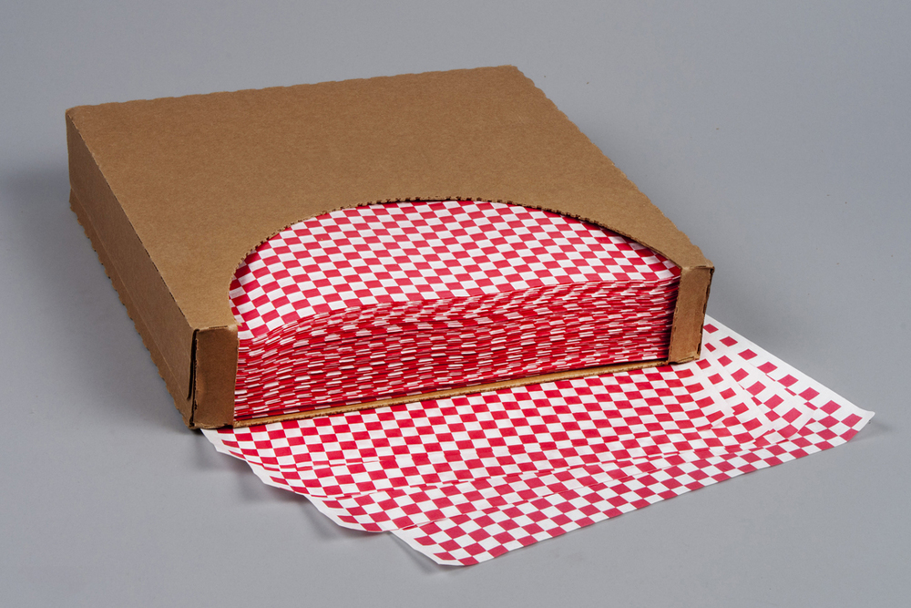057700/150398 12&quot;x12&quot; Grease  Resistant Red Checkered Wax 